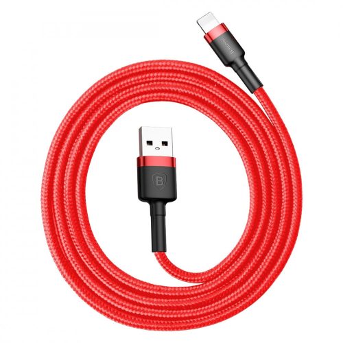 Prémiový kábel Apple Baseus - 1 meter, nabíjanie 2,4 Amp, kryt s guľkami - červená