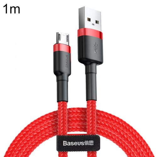 Baseus prémiový Micro USB kábel – 1 meter, obojstranný, nabíjanie 2,4 A, kevlarový kryt – červený