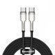 Baseus Calufe USB typu C - 200 cm, 20 ampéry, nabíjanie 100 W, kovová hlava, kryt s korálkami - čierny