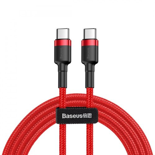 Baseus prémiový kábel USB Type-C to Type-C – 1 meter, podpora 60W nabíjania, kevlarový kryt – červený