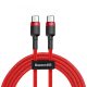 Baseus prémiový kábel USB Type-C to Type-C – 1 meter, podpora 60W nabíjania, kevlarový kryt – červený