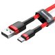 Prémiový kábel USB-Type C, Baseus - 2 meter, nabíjanie 2 Amp, kryt s guľkami - Červená
