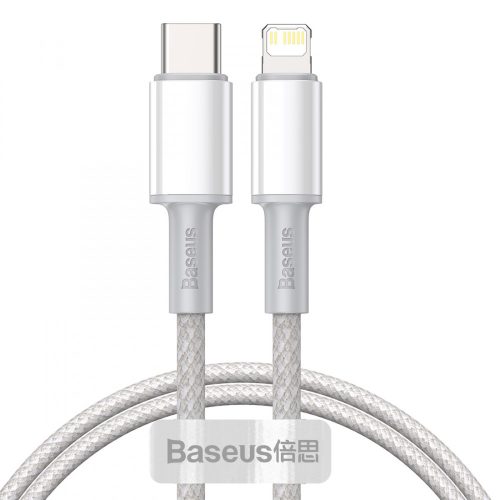 Baseus premium Type-C - kábel Lightning (Apple) - 2 meter, 20W nabíjanie, kevlarový kryt - biely