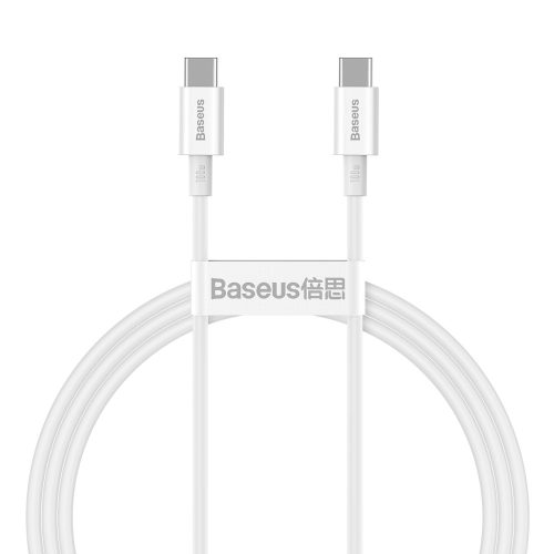 Baseus CATYS-B02 – 100W, dátový kábel rýchleho nabíjania USB Type-C na USB Type-C, dĺžka kábla: 1m – biely