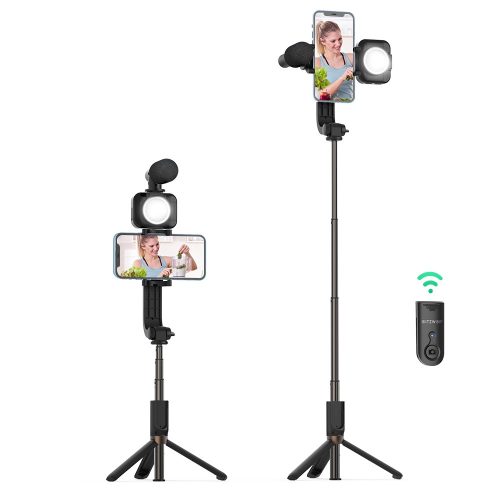 BlitzWolf BW-BS15 Statív selfie tyč s osvetlením a mikrofónom + vstavané diaľkové ovládanie