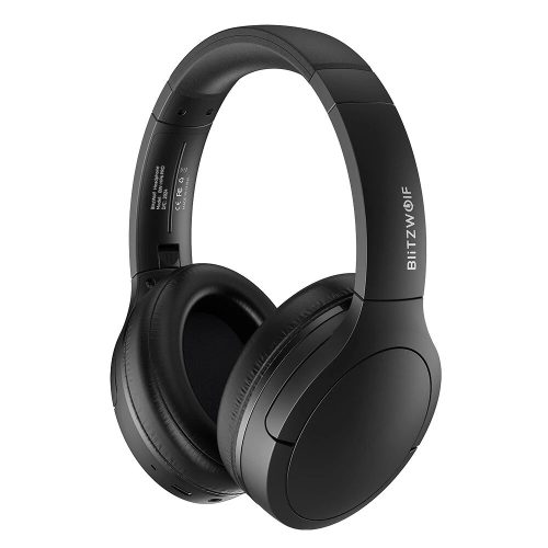 BlitzWolf® BW-HP6 Pro bluetooth slúchadlá – hybridná redukcia hluku ANC, 40 mm reproduktory, kódovanie AAC, 50 hodín prevádzky – čierne