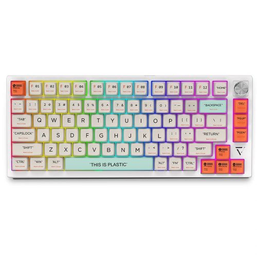 BlitzWolf BW-KB3 biela mechanická herná klávesnica – veľkosť 75 %, Kailh Box White Switch – Type-C + Bluetooth + 2.4G pripojenie, batéria, Win/MacOS/iOS/Android