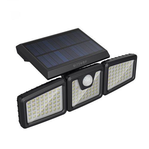 BlitzWolf BW-OLT9 - vonkajšia solárna lampa s 3 osvetľovacími panelmi - s pohybovým senzorom, teplá biela (3000K) IP64 vodotesná