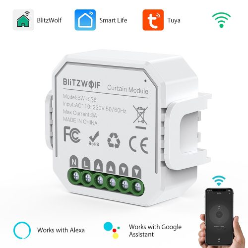 Blitzwolf® BW-SS6 Wifis Smart SMART ovládač uzávierky / záclony - Ovládanie aplikácií, časovanie, hlasové pokyny. Integrácia Amazon Echo, Google Home a IFTTT