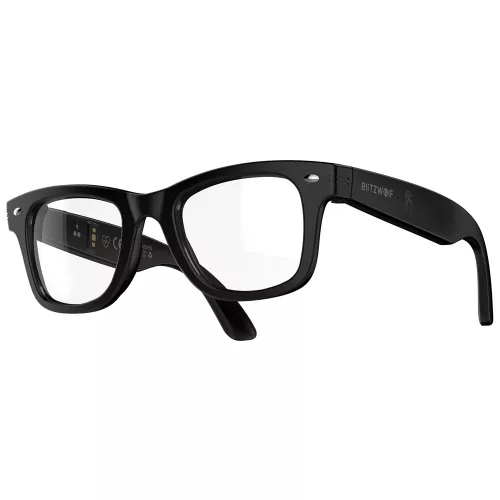 BlitzWolf® BW-AG1 - SMART okuliare s filtrom modrého svetla na monitor - srdcová frekvencia, krvný kyslík, AI prekladač, IP66, HiFi zvuk