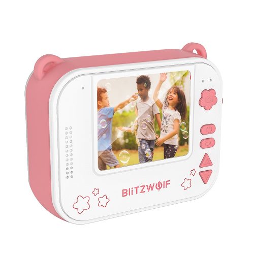 Blitzwolf BW-DP1 - Detská kamera a okamžitá tlačiareň v jednom: 1080P, 30 snímok za sekundu, filtre atď. - ružová