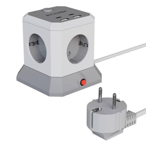 BlitzWolf® BW-EC1 - Stolová nabíjačka a rozdeľovač napájania: 4x 230V + 2xUSB-A & 2x USB-C nabíjacie porty