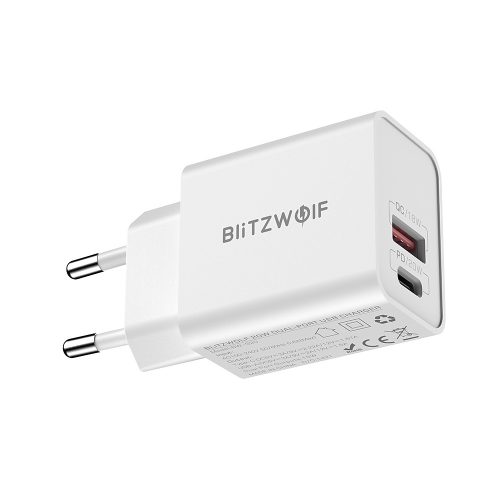 BlitzWolf® BW-S20 20W USB rýchlonabíjačka – 2 porty (QC3.0 + PD3.0) USB rýchla nabíjačka – rýchle nabíjanie, viacvrstvová ochrana