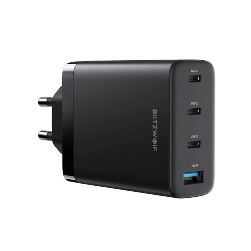 BlitzWolf® BW-S23: 100W GaN Tech Quick Charger – 4-portová sieťová USB nabíjačka (3x USB Type-C + 1x USB-A)