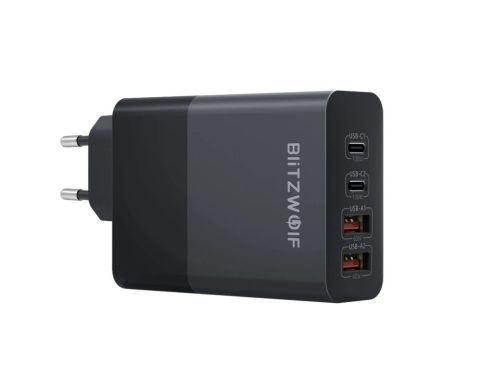 BlitzWolf® BW-S29: 120W GaN Tech rýchlonabíjačka - 4-portová USB nabíjačka (2x USB typu C + 2x USB-A) pre Apple/Android/Windows