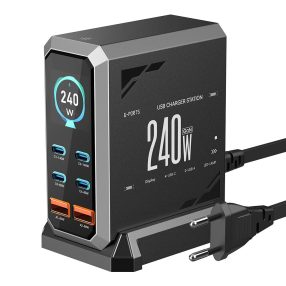   Blitzwolf® BW-S31 240W 6-portová (4xUSB-C + 2xUSB-A) rýchlonabíjacia stanica pre notebooky s digitálnym displejom
