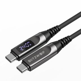   Kábel USB Type-C na Type-C – BlitzWolf® BW-TC25 – dĺžka 1,2 metra, LED displej, nabíjací výkon 240 W PD3.1