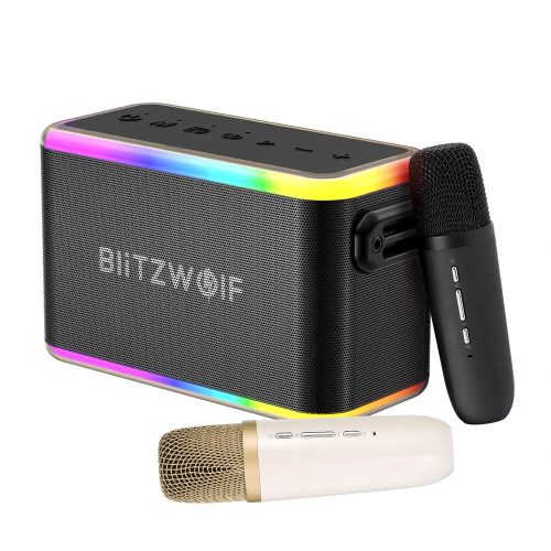 BlitzWolf® BW-WA6 Karaoke set - 80W Bluetooth reproduktor + 2 karaoke mikrofóny. 6000mAh, LED svetlá, zmena hlasu