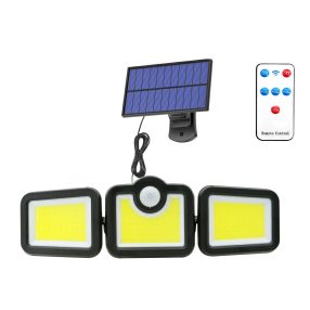   Solárna LED nástenná lampa Elfeland - samostatný solárny panel s 5 metrovým káblom, 3 hlavice, senzor pohybu, vodeodolná