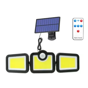   Solárna LED nástenná lampa Elfeland - samostatný solárny panel s 5 metrovým káblom, 3 hlavice, senzor pohybu, vodeodolná