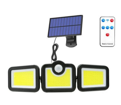Solárna LED nástenná lampa Elfeland - samostatný solárny panel s 5 metrovým káblom, 3 hlavice, senzor pohybu, vodeodolná