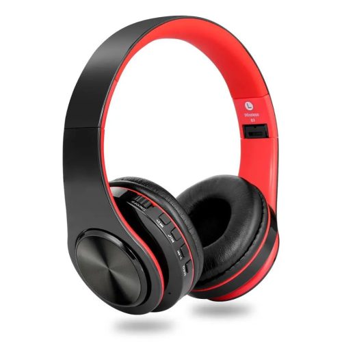 HiGi D-422 - Bluetooth 5.0 slúchadlá - prevádzková doba 10 hodín, 40 mm reproduktor, vstavaný mikrofón, pripojenie BT + 3,5 Jack - čierno-červené