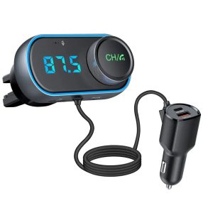   HiGi® T78 - zapaľovač cigariet FM transmitter MP3 prehrávač + USB rýchla nabíjačka (30W)