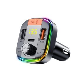   HiGi® - T832 zapaľovač cigariet FM vysielač a USB rýchla nabíjačka do auta: 1x USB Type-C + 1x USB-A