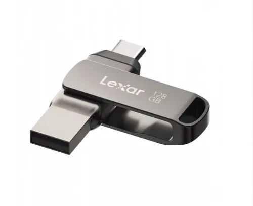 Lexar® JumpDrive® D400 USB 3.1 Type-C dvojslotový kovový USB kľúč – pre telefón aj počítač. Hliníkové puzdro, 128 GB