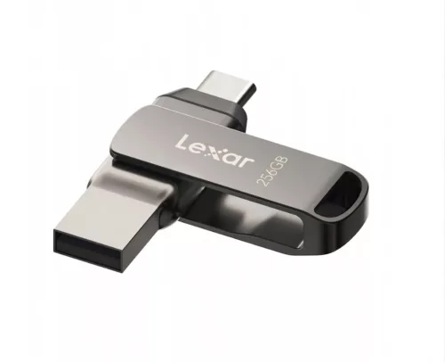 Lexar® JumpDrive® D400 USB 3.1 Type-C dvojslotový kovový USB kľúč – pre telefón aj počítač. Hliníkové puzdro, 256 GB