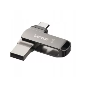   Lexar® JumpDrive® D400 USB 3.1 Type-C dvojslotový kovový USB kľúč – pre telefón aj počítač. Hliníkové puzdro, 64 GB