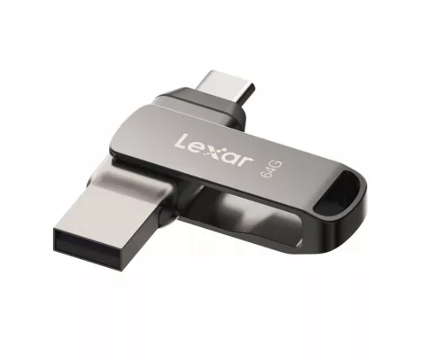 Lexar® JumpDrive® D400 USB 3.1 Type-C dvojslotový kovový USB kľúč – pre telefón aj počítač. Hliníkové puzdro, 64 GB