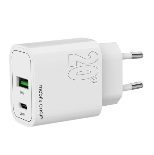 Mobile Origin® MO12 - PD20W GaN nástenná nabíjačka, 1xUSB-A + 1xUSB-C