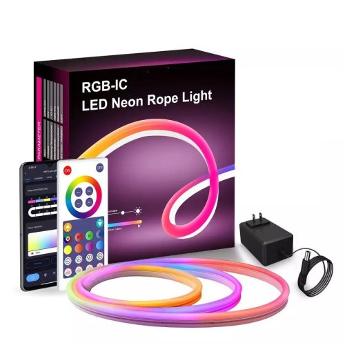 RSH® LD05 - SMART, RGB LED neónový pás - 5 metrov, ovládanie: aplikácia a diaľkové ovládanie, 16 miliónov farieb, 4 režimy svietenia, možnosť montáže na stenu, IP68 vodotesné