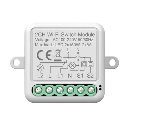 RSH® SB02 WiFi - 2 kanál SMART prepínač - Ovládanie aplikácií, časovanie, hlasové pokyny. Integrácia Amazon Echo, Google Home a IFTTT