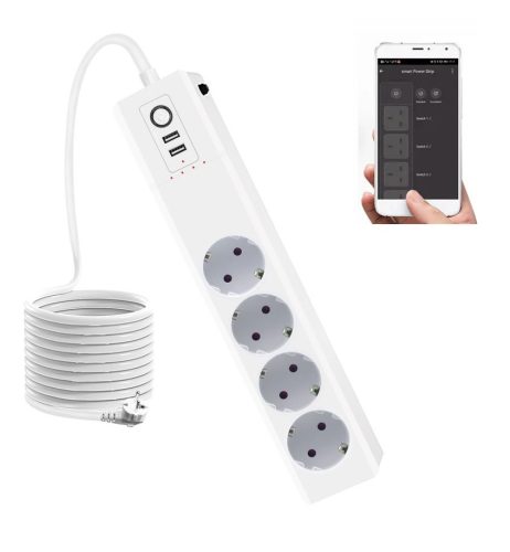 RSH® WT012-EU – INTELIGENTNÁ predlžovačka: 4x samostatne ovládateľné zásuvky + 2x USB nabíjačka. Ochrana proti prepätiu.