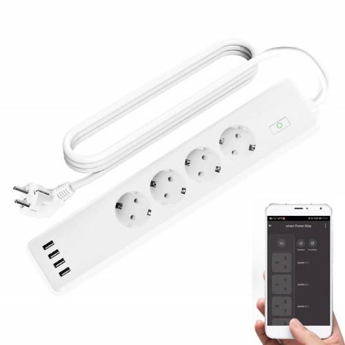 RSH® ZLD-44 EU-W - SMART (WiFi) USB nabíjačka a distribútor chránený proti prepätiu: 4x USB nabíjačka + 4x samostatné ovládateľné zástrčky. Celková záťaž: 3680W