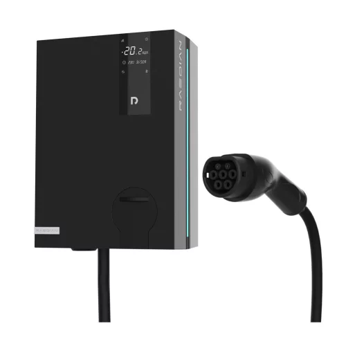 Raedian NEO 22kW AC Wallbox - nabíjačka do auta | Funkcia DLM | 22kW - 3x32A | Kábel typu 2 | Aplikácia, ovládanie RFID - Čierna