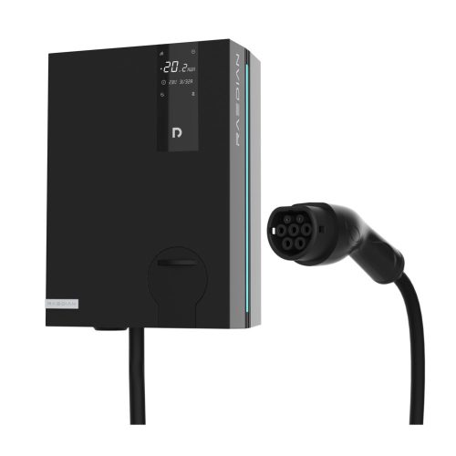 Raedian NEO 22kW AC Wallbox - Nástenná elektrická autonabíjačka | 22kW - 3x32A | Kábel typu 2 | Ovládanie aplikácie a RFID karty - čierna
