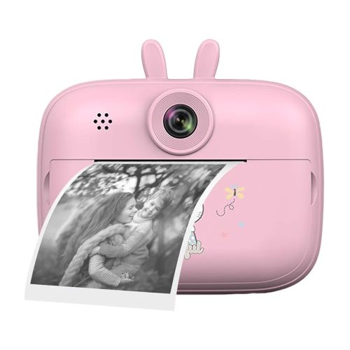 SearySky S1 - Detský fotoaparát a okamžitá tlačiareň v jednom. Rozlíšenie 1080P, veľký displej - ružový