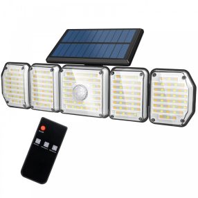   Somoreal SM-OLT2 - vonkajšia solárna lampa s 5 osvetľovacími panelmi s pohybovým senzorom, IP65 vodeodolnosť, 3 farebné teploty