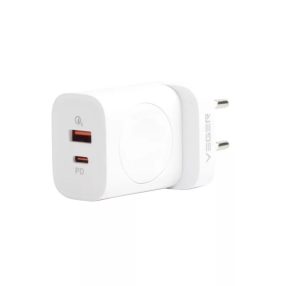   Veger W002 nástenná nabíjačka - 1x bezdrôtová (QI), 1x PD (20W) 1x USB nabíjačka (18W) - podpora protokolov PD3.0 / PPS / QC3.0