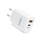 Veger 65W1A1C GaN: Duálny port, 65W GaN tech. USB rýchlonabíjačka (1x USB-C 65W + 1x USB-A 18W)