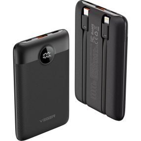   Powerbanka Veger C11 – 10000mAh – vstavané káble, LED indikátor nabíjania, 3x výstup pre rýchle nabíjanie (22,5 Watt)