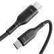 Veger CL01 - 3A USB Type-C - Apple Lightning kábel - 120 cm, nabíjanie 3A, kevlarový (perleťový) kryt - čierny
