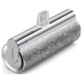   Power banka Veger Lipstick-C s konektorom USB Type-C – 5000mAh, PD3.0 - Strieborná