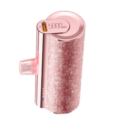 Power banka Veger Lipstick-L s konektorom Lightning – 5000mAh, pre všetky produkty Apple Lightning, nabíjanie PD3.0 - Rose gold