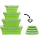 Skladacia sada silikónových boxov na potraviny bez obsahu BPA - 4 ks, skladacie - Zelená