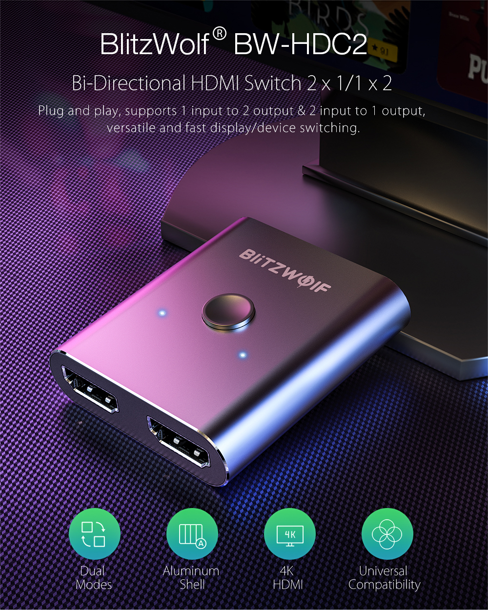 HDMI Switch - Blitzwolf BW-HDC2